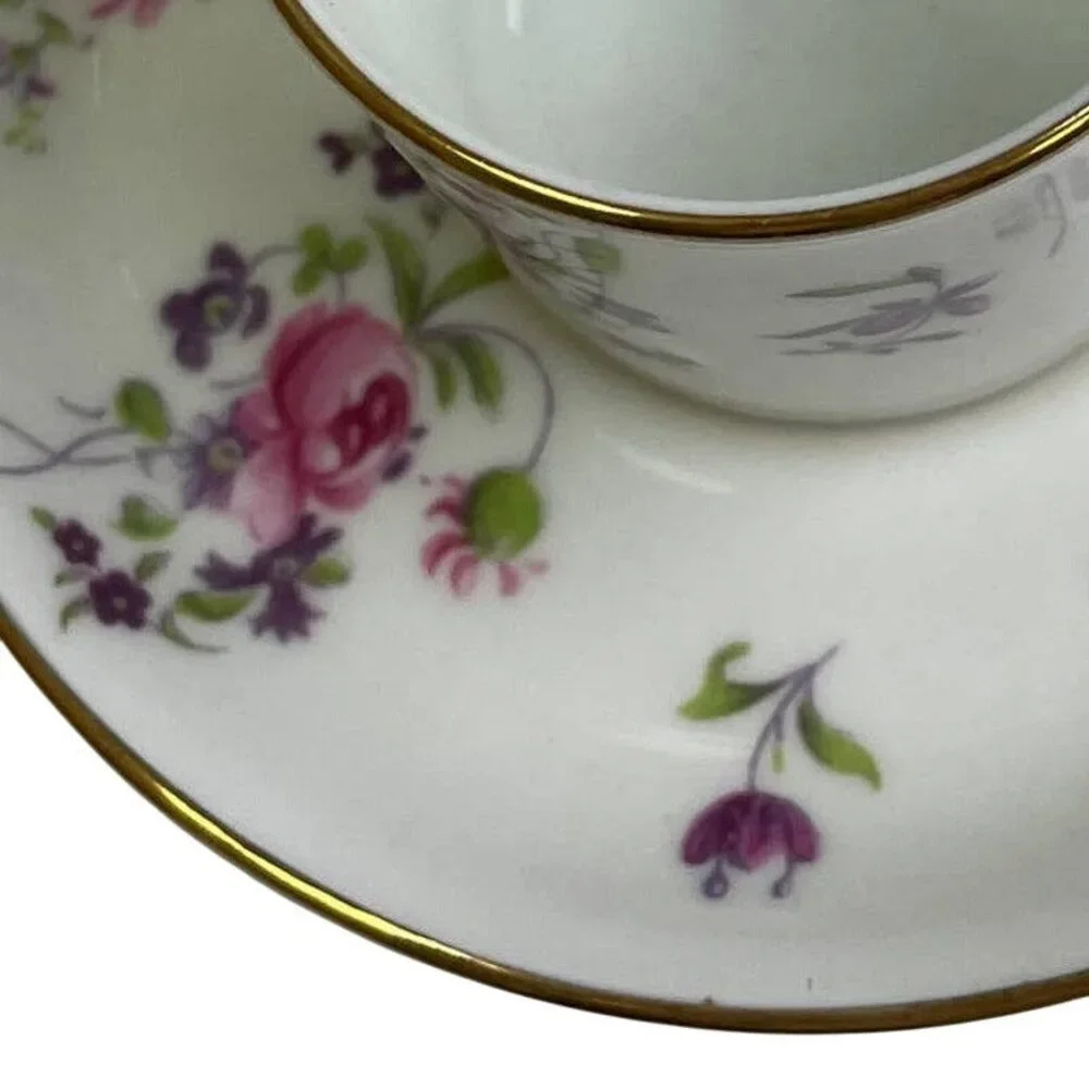 Vintage Crown Staffordshire England Cup & Saucer Rose Fine Bone China Teacup Set
